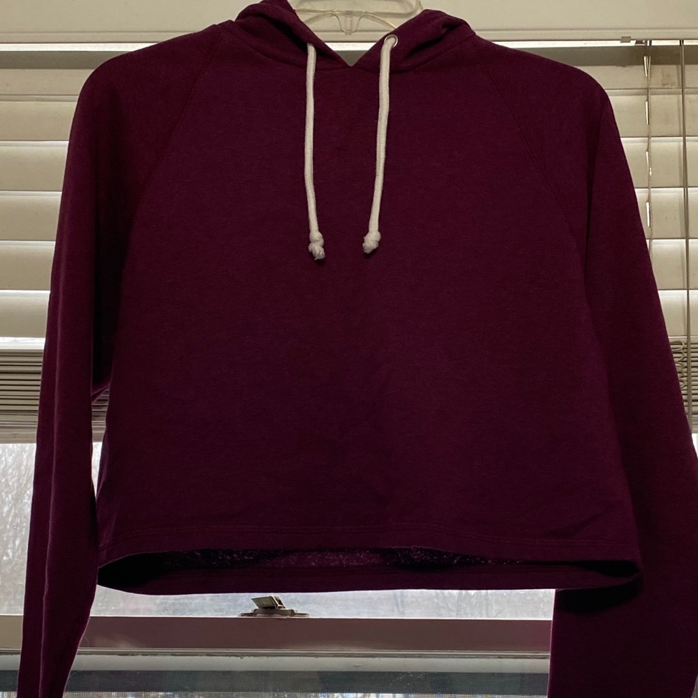 H&M Cropped Maroon Sweatshirt